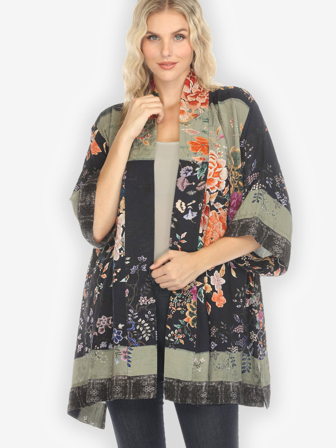 Queenly Radiant Charm in Coral Silk Kimono Jacket