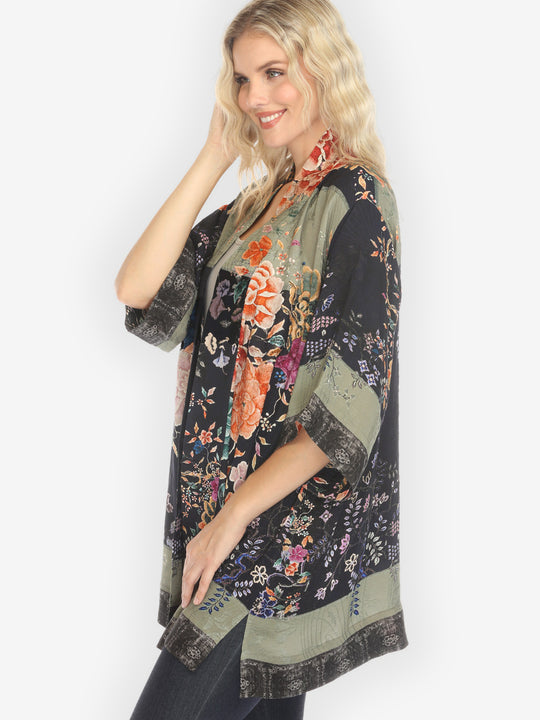 Queenly Radiant Charm in Coral Silk Kimono Jacket