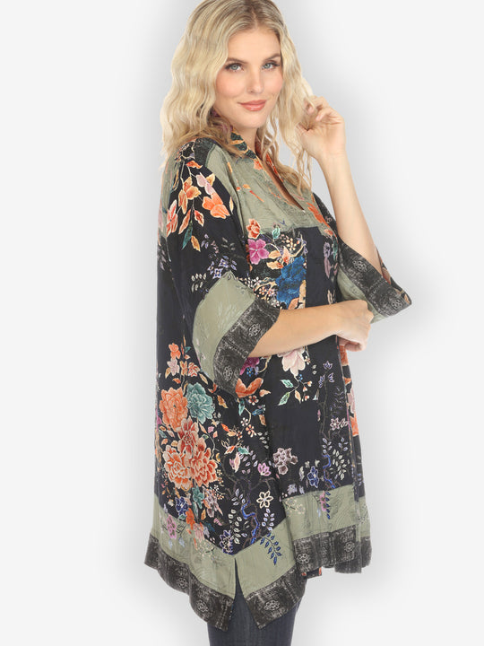Queenly Radiant Charm in Coral Silk Kimono Jacket
