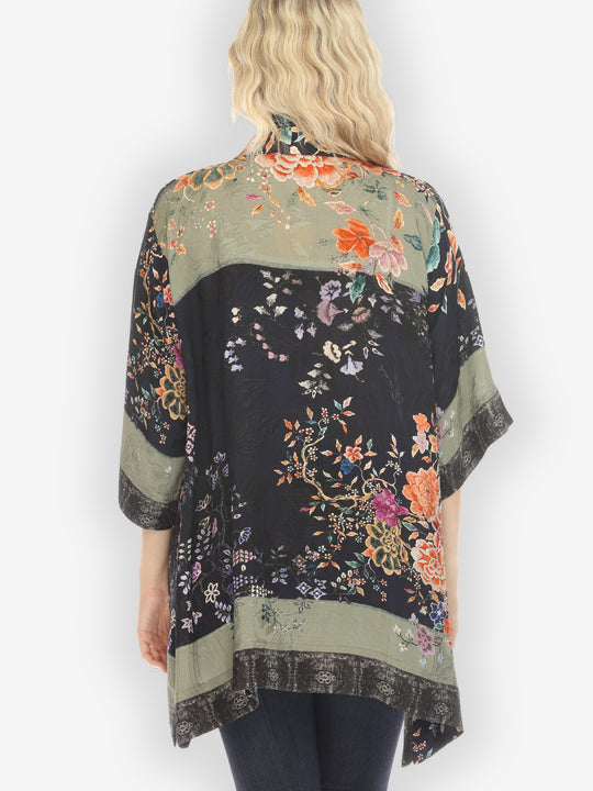 Queenly Radiant Charm in Coral Silk Kimono Jacket