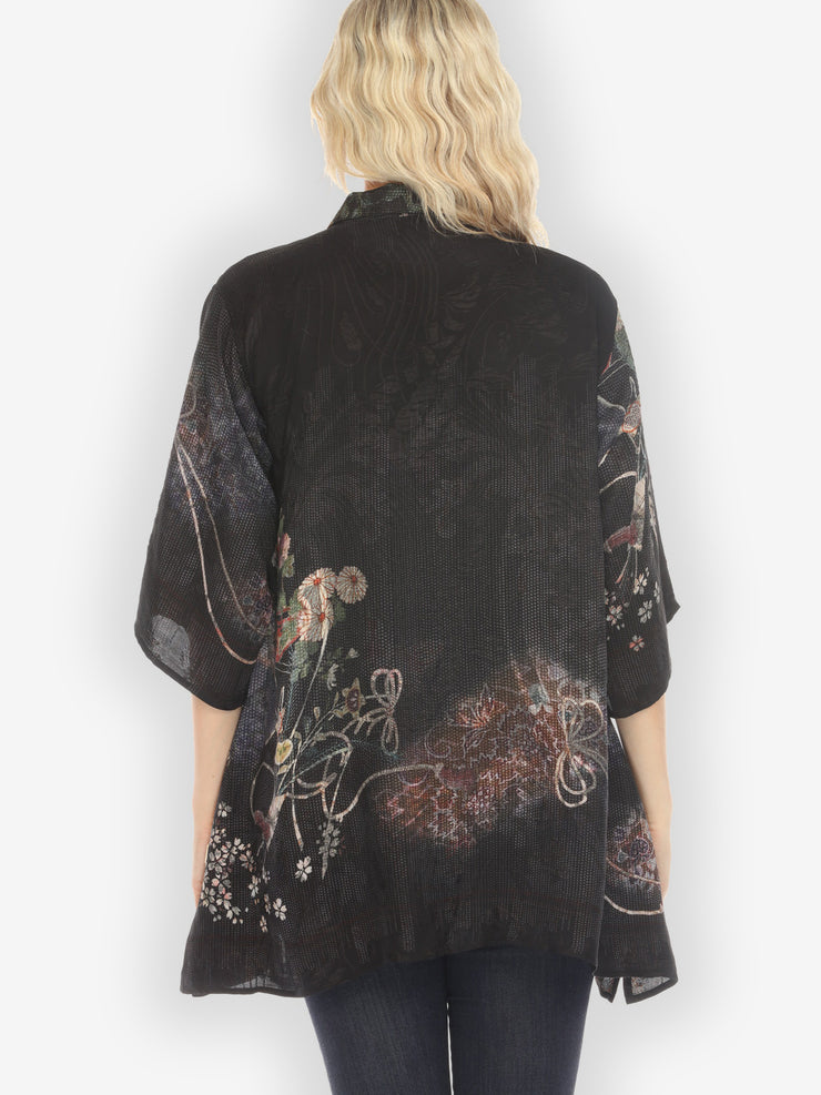 Reversible Vintage Kimono Art / Baroque Garden Silk Kimono