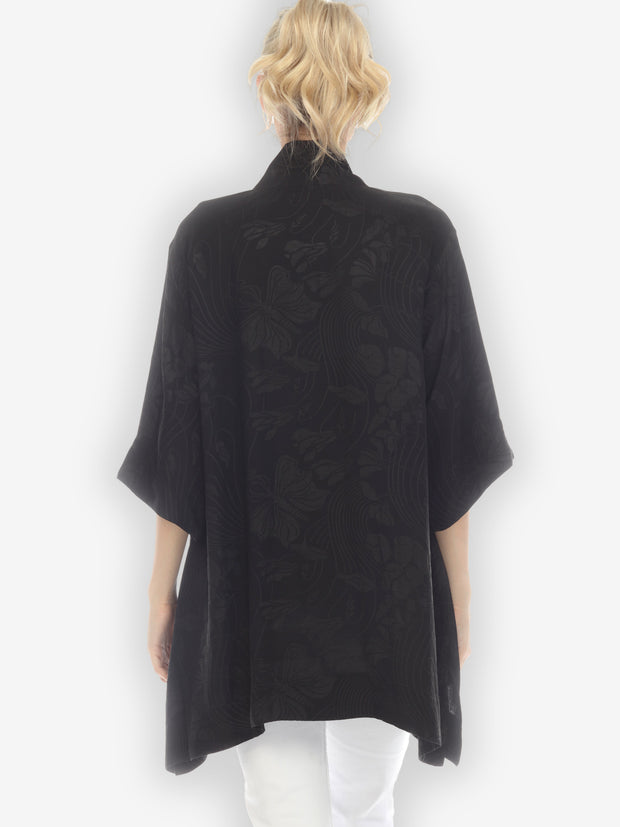 Solid Black Silk Kimono Top