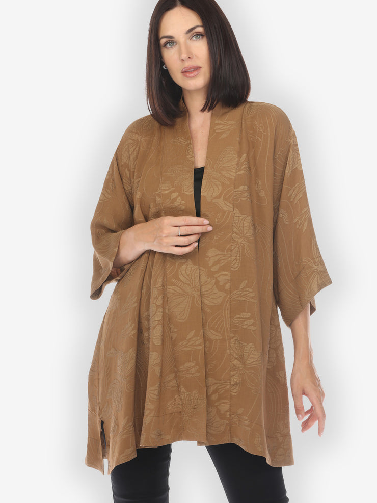 Solid Silk Bronze Silk Kimono Top