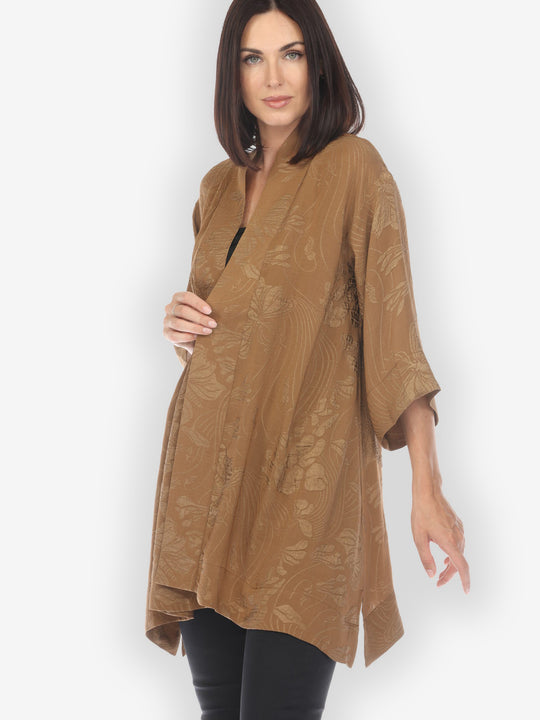 Solid Silk Bronze Kimono Top
