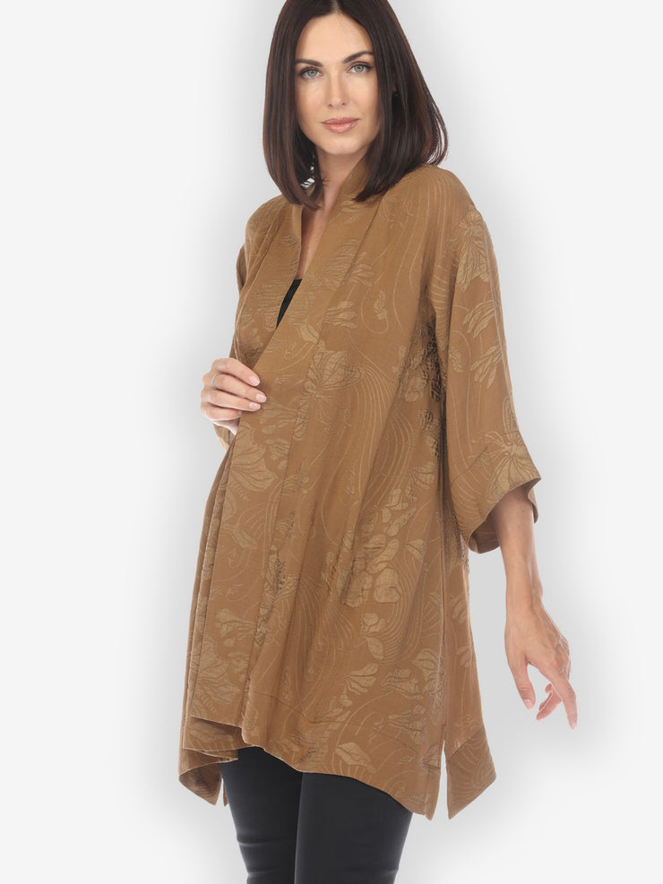 Solid Silk Bronze Silk Kimono Top