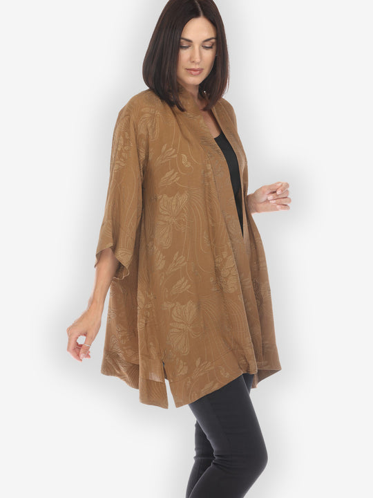 Solid Silk Bronze Kimono Top