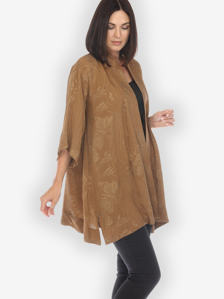 Solid Silk Bronze Silk Kimono Top