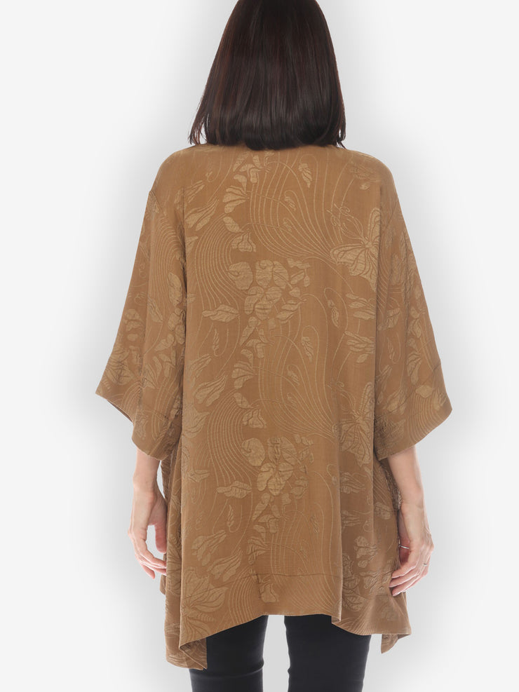 Solid Silk Bronze Silk Kimono Top