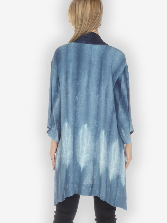 Tie Dye Crepe Blue Kimono Jacket