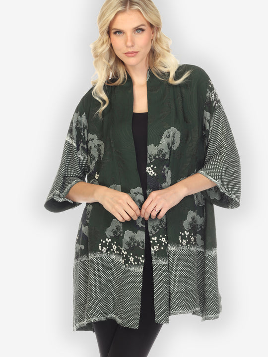 True Forest Shibori Silk Kimono Jacket - M