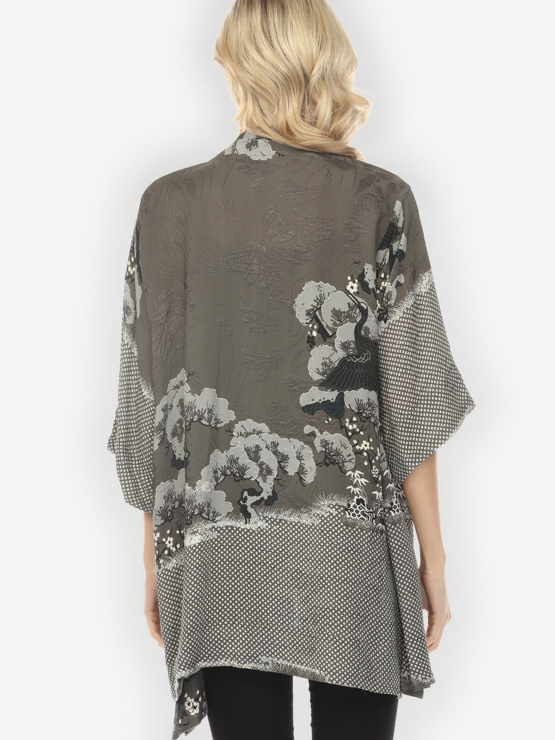 True Gray Shibori Silk Kimono Jacket - M