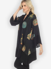 Vase Antique Crest Silk Kimono Jacket