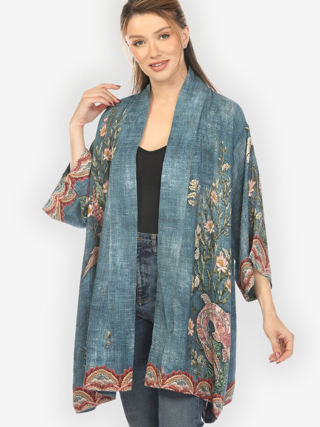 Vintage Koi Embroidery Kimono Jacket