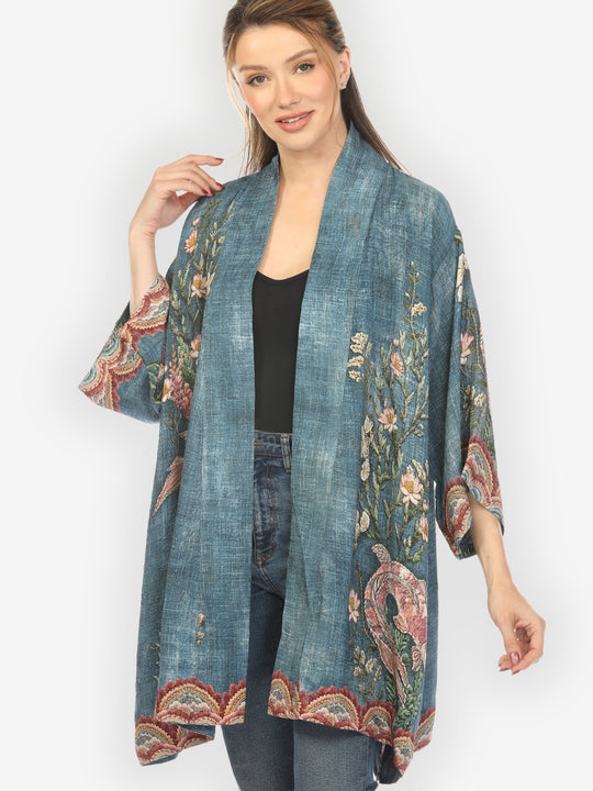 Vintage Koi Embroidery Kimono Jacket