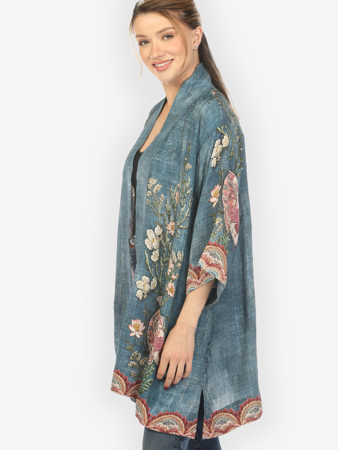 Vintage Koi Embroidery Kimono Jacket