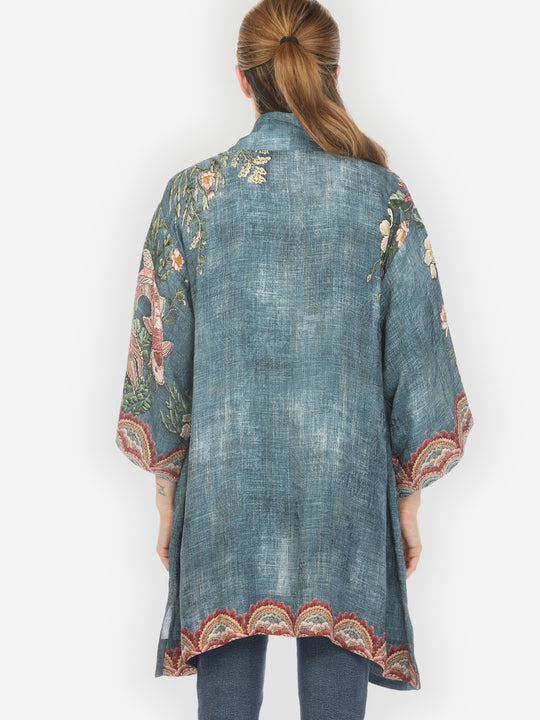 Vintage Koi Embroidery Kimono Jacket