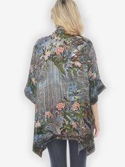 Waterfall and Flowers Silk Kimono Jacket
