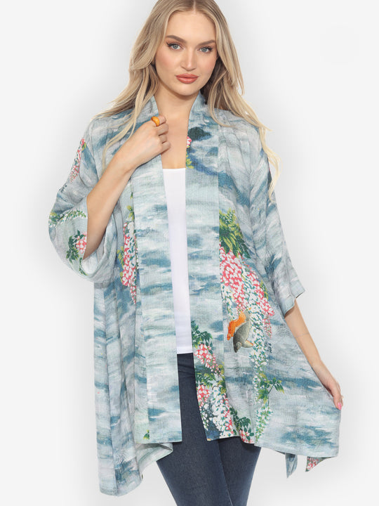 Water and Koi Silk Kimono Jacket