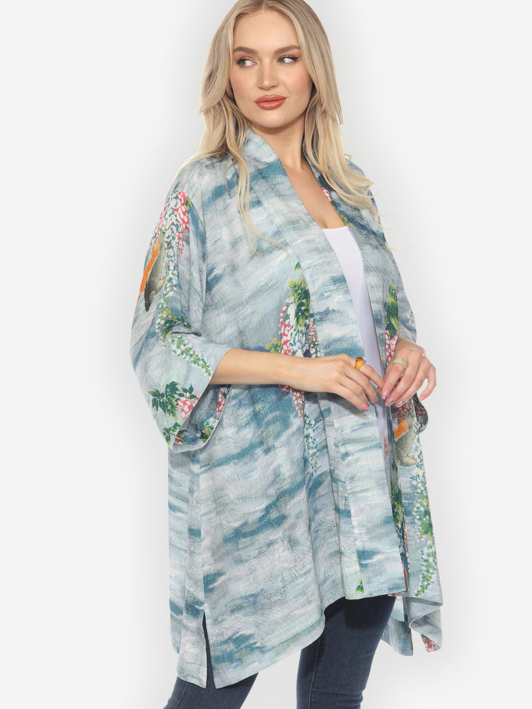 Water and Koi Silk Kimono Jacket
