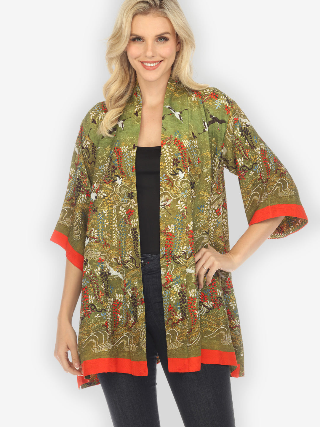 Wisteria Long Life Silk Blend Kimono Jacket