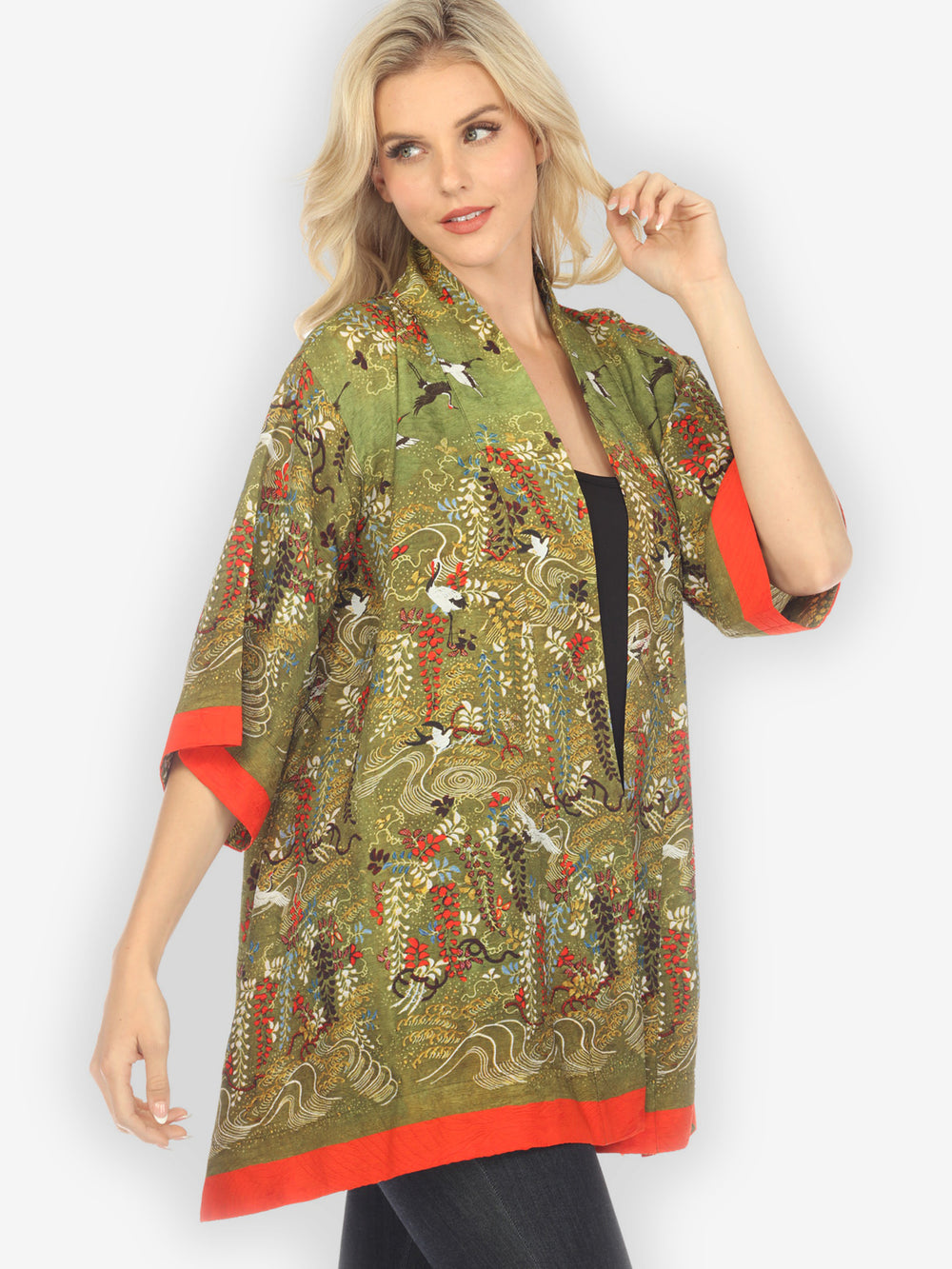 Wisteria Long Life Silk Blend Kimono Jacket