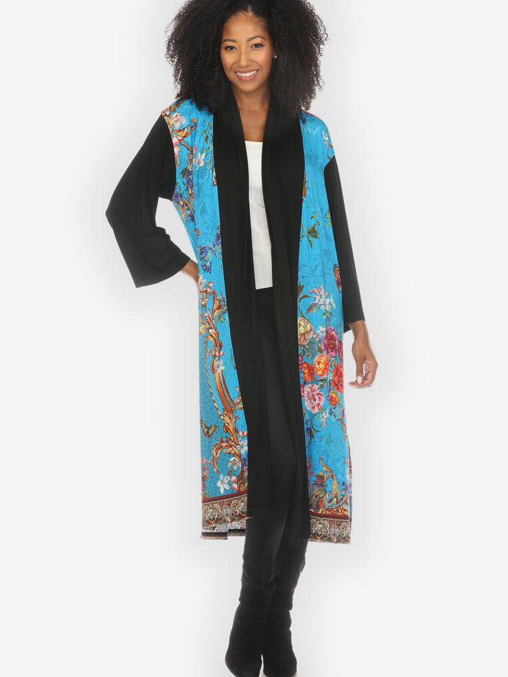 Baroque Garden in Blue Knit Long Cardigan