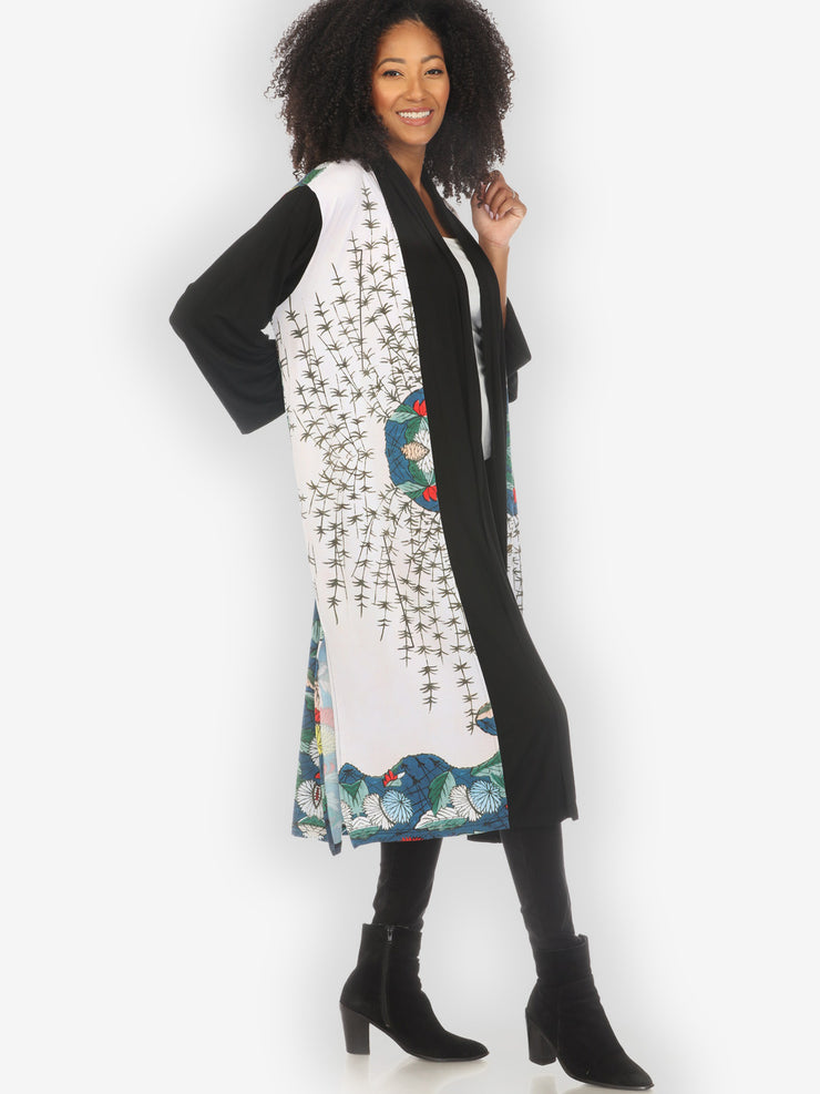 Umbrella Flowers Knit Long Cardigan