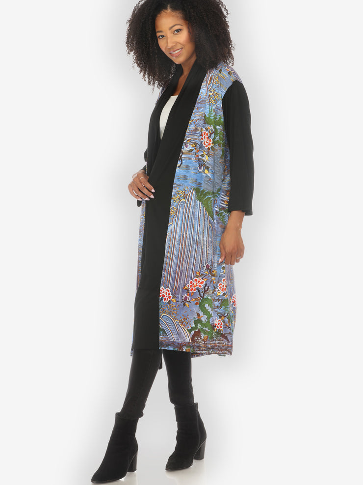 Waterfall and Flowers Knit Long Cardigan