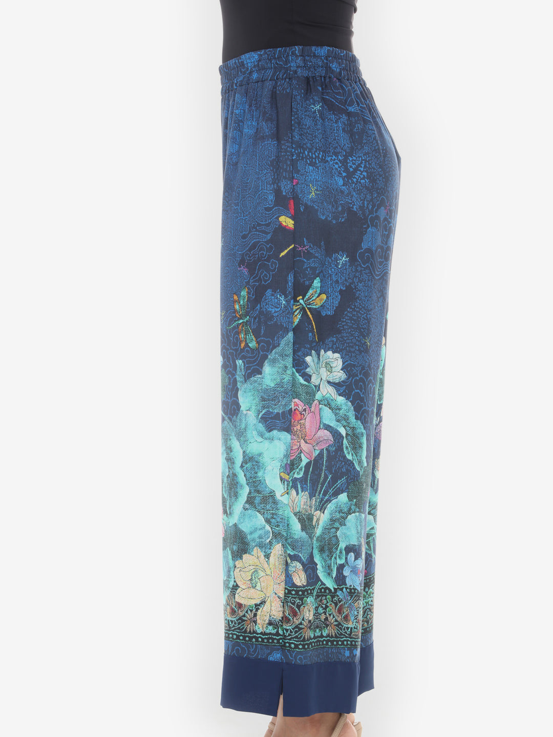 Dragonfly Lotus in Turquoise Pull on Pant - S
