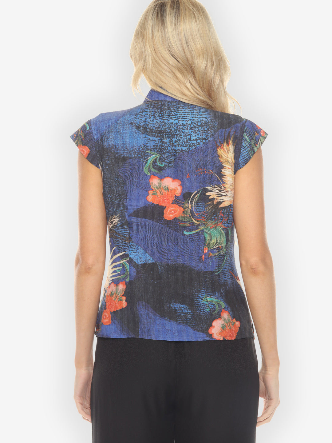 Blossom and Crane Cap Sleeve Blouse