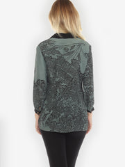 Lace Turquoise Hand Dyed Silk Blouse - XS
