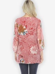 Blooms Tasteful Easy in Red Silk Tunic