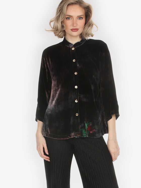 Assorted Mixed Velvet Dark Shade  Blouse  - M