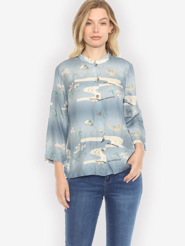 Butterflies Fans Japanese Blouse - S