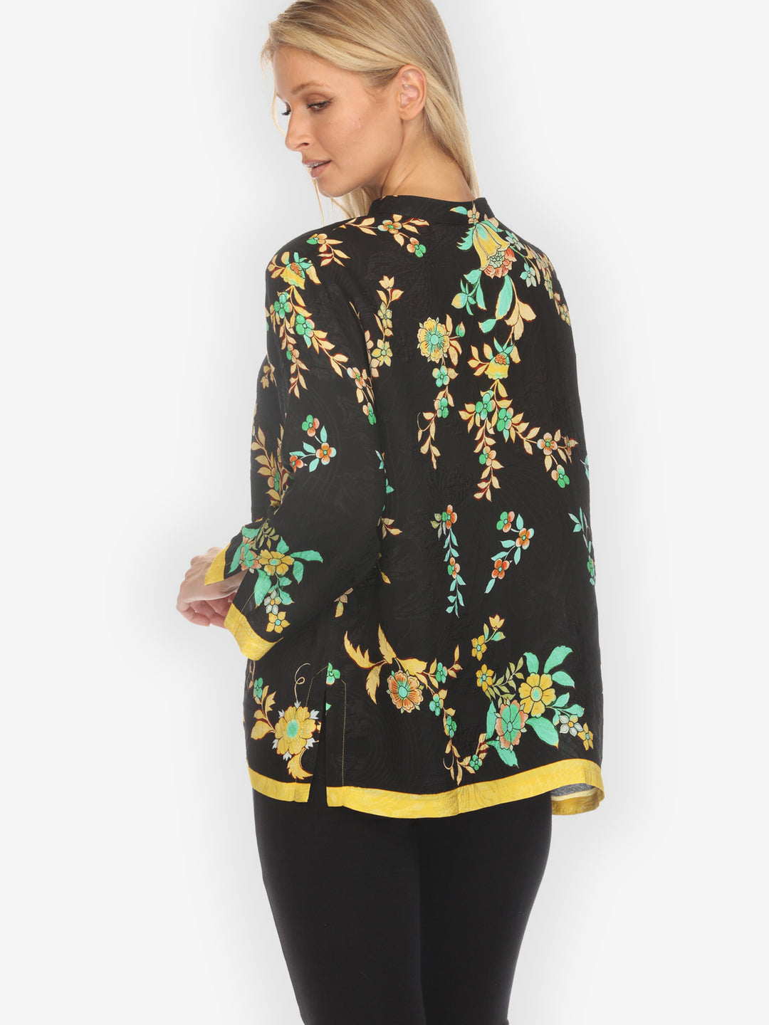 Botanical in Garden Tropical Colorway Silk Blouse