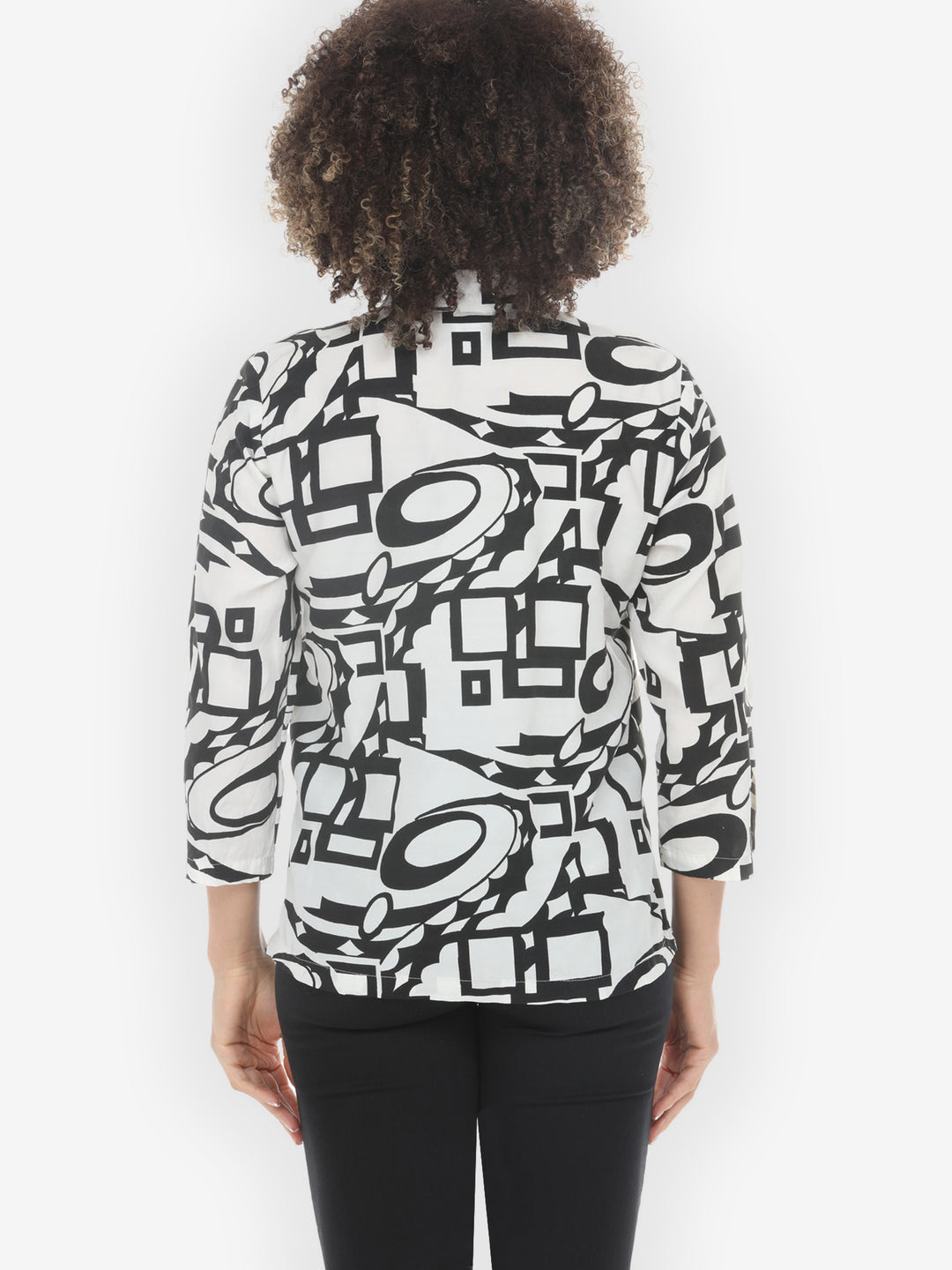 Black White Abstract Geometric Blouse