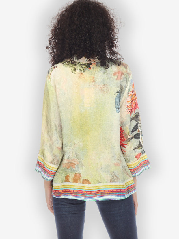 Chrysanthemum and Butterfly Silk Blouse