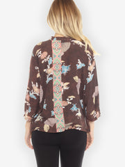 Crane Flowers Border Hand Dyed -Type B Blouse - L