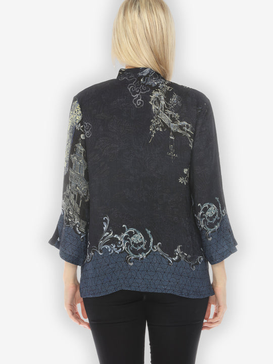 Chinoiserie Japan Silk Blouse