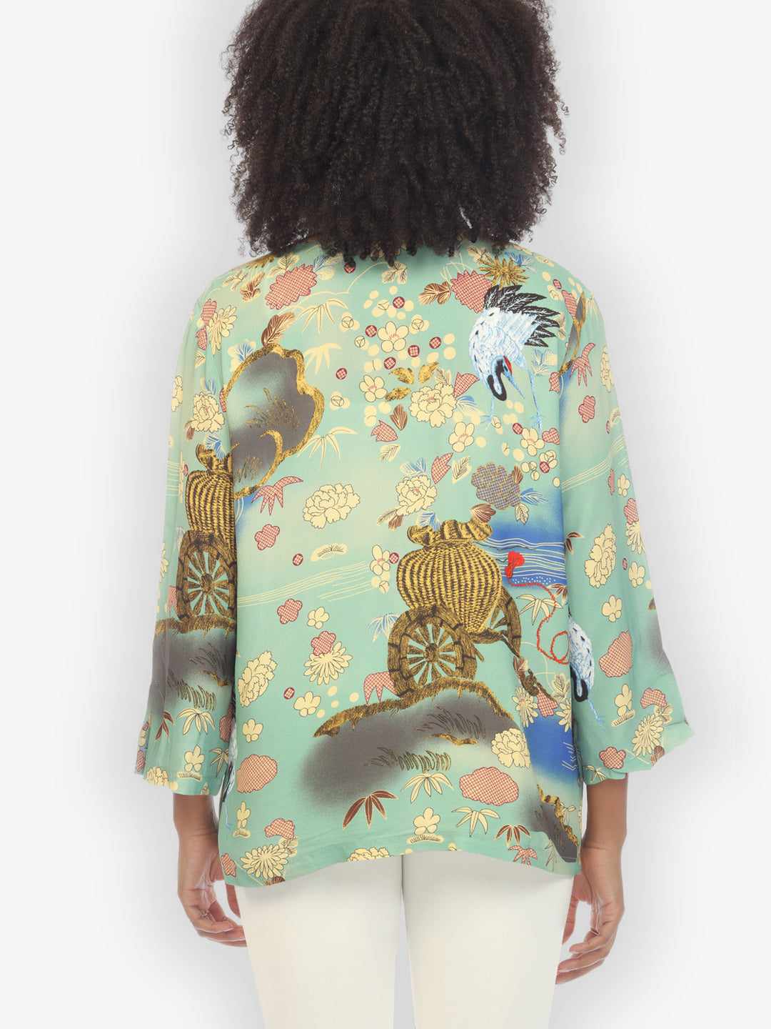 Crane Water Flower Citron Style Blouse