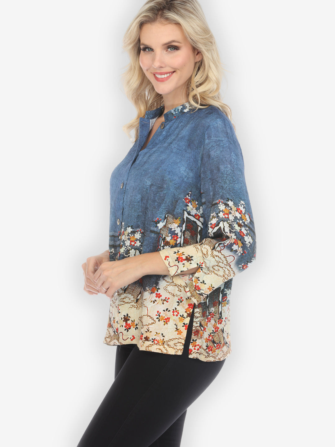 Edo Art Indigo Silk Blouse