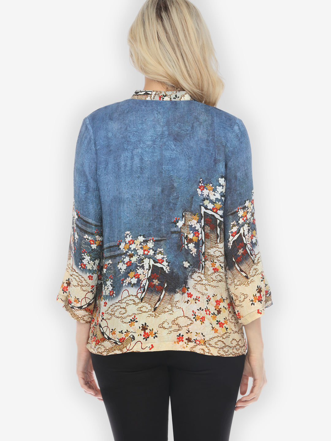 Edo Art Indigo Silk Blouse