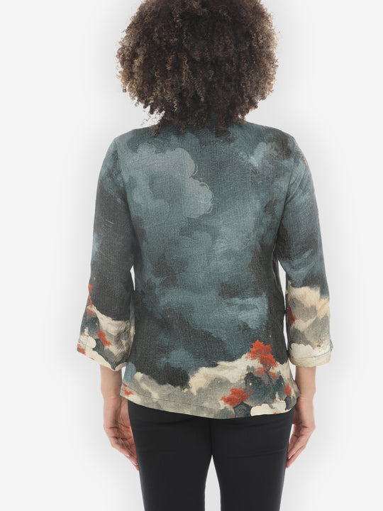 Engineered Noble Koi Fish Silk Blouse  - M