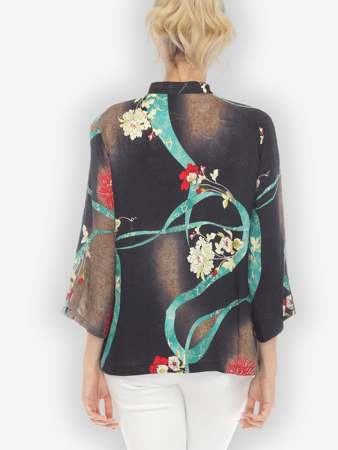 Flower and Swirls Silk Blouse