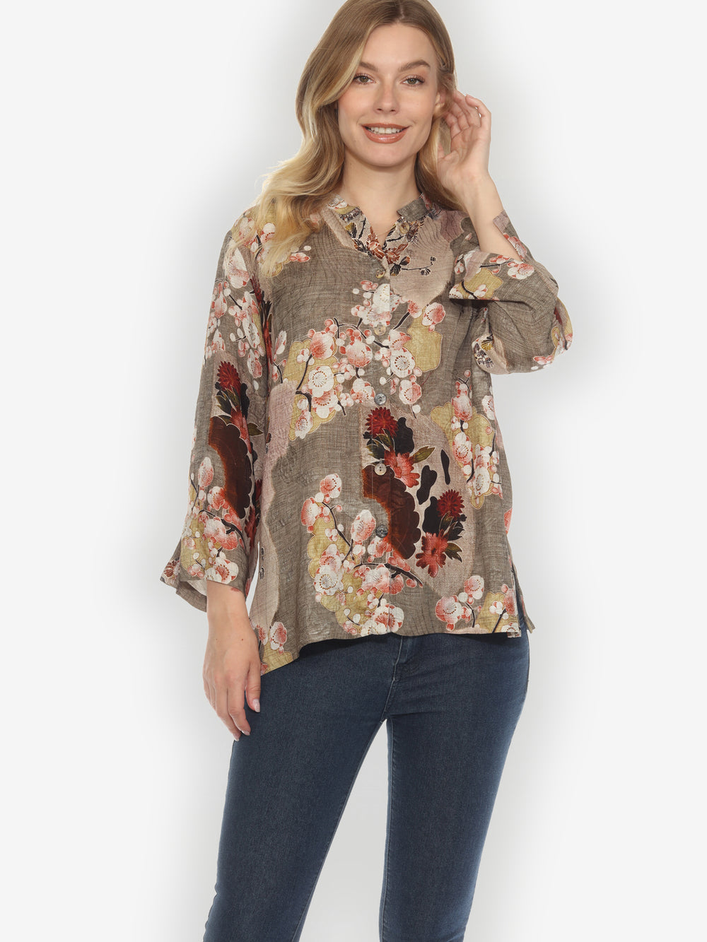 Fans Cherry Blossom Silk Blouse