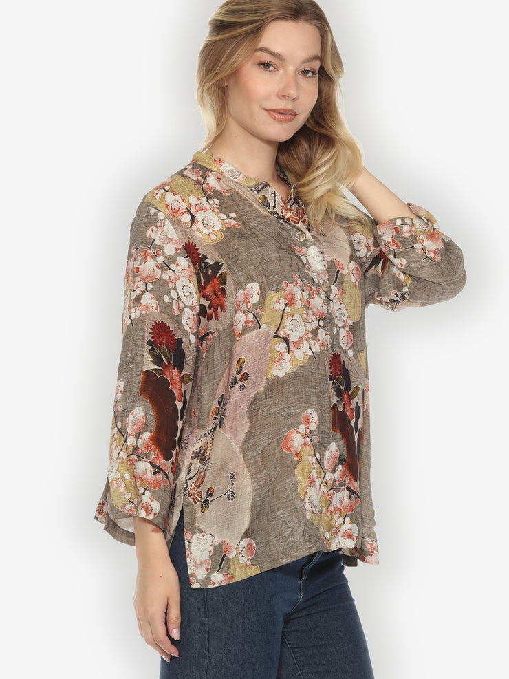 Fans Cherry Blossom Silk Blouse