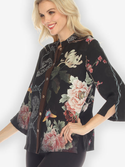 Flowers on Botanical Believers Silk Blouse