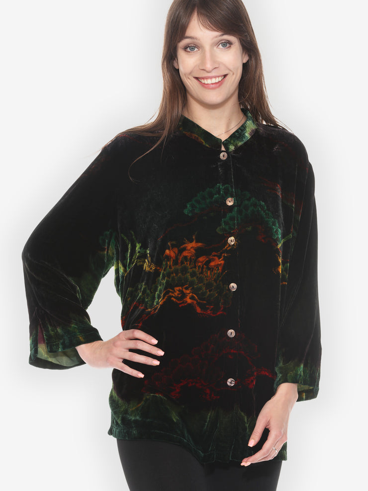 Family of Cranes Hand Dyed Blouse - 1X