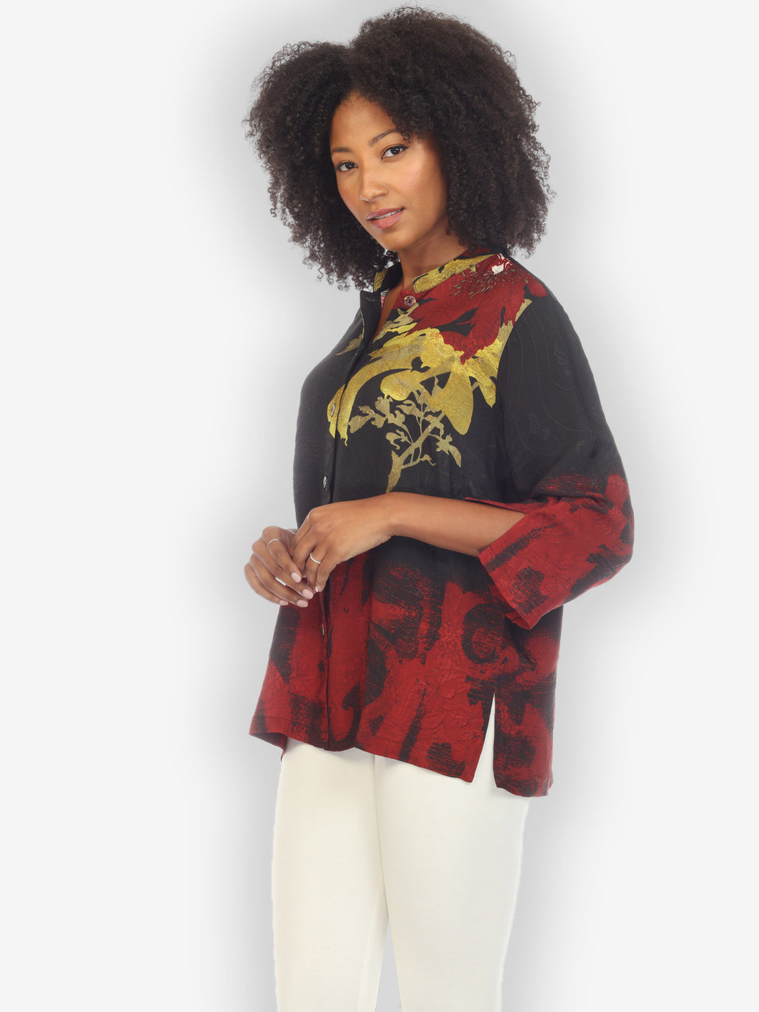 Flower Silk Magic Citron Style Blouse