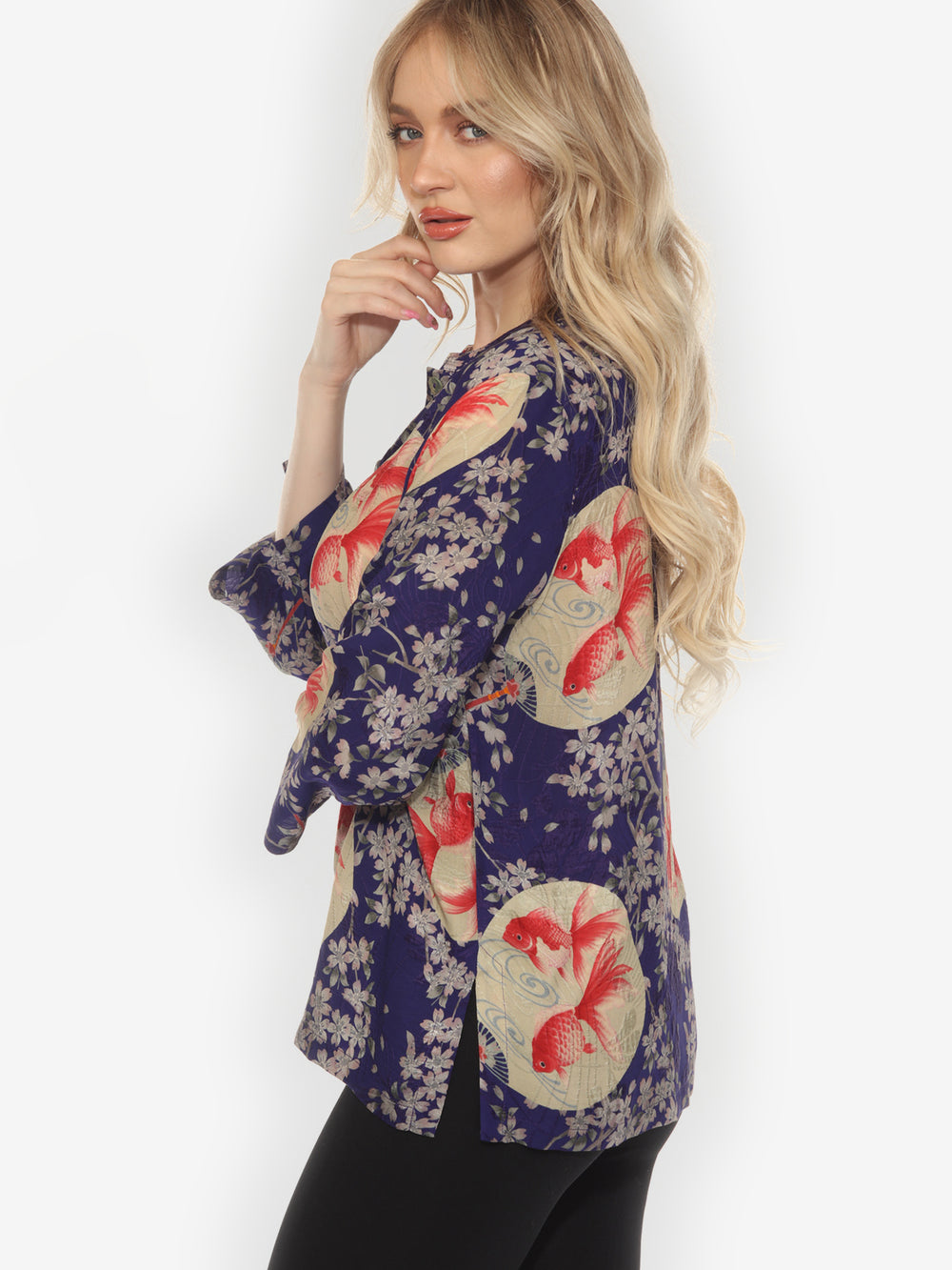 Goldfish and Blossom Classic Silk Blouse